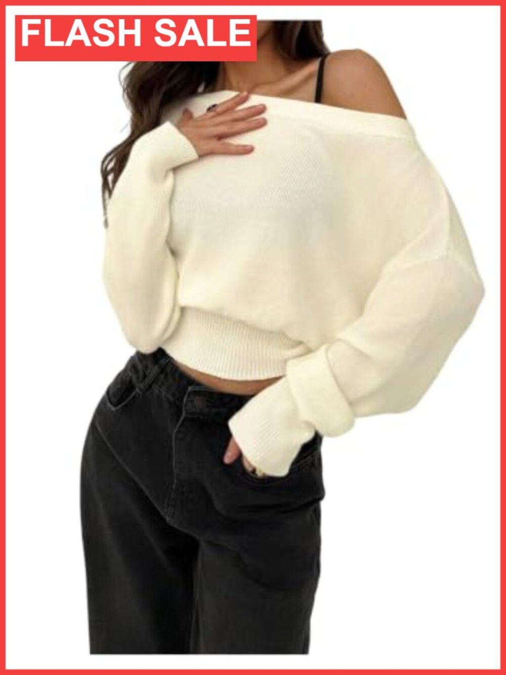 Off Shoulder Sweater Long Sleeve Cinched Waist Knit Pullover Top